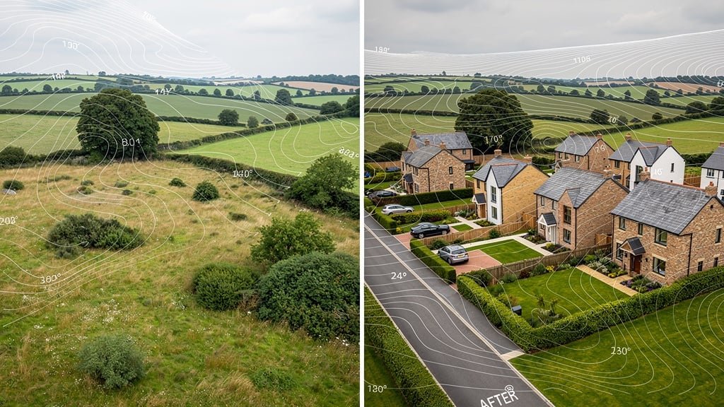 Boundary survey showing property lines and land registry boundaries